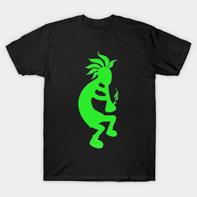 Green Toking Kokopelli T-Shirt by 4nObjx